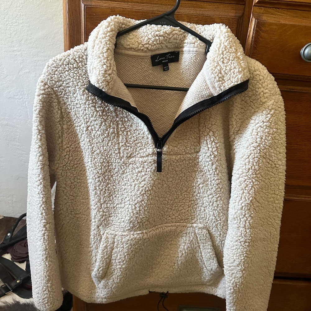 Love Tree Cream Textured Zip-Up